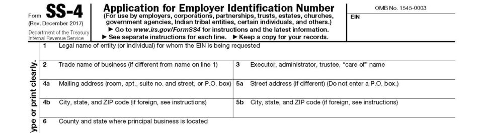 Irs Form Ss 4 Application For Ein Updated For Companies 6442